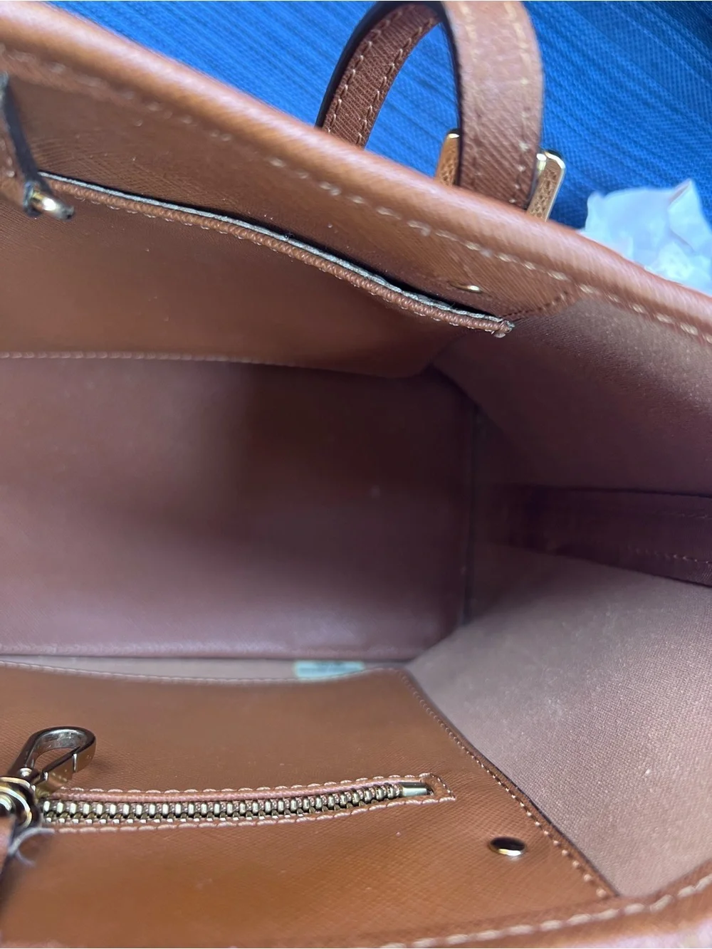 Michael Kors Jet Set Travel Tote Bag Brown Lugiano Saffiano Leather Small Medium